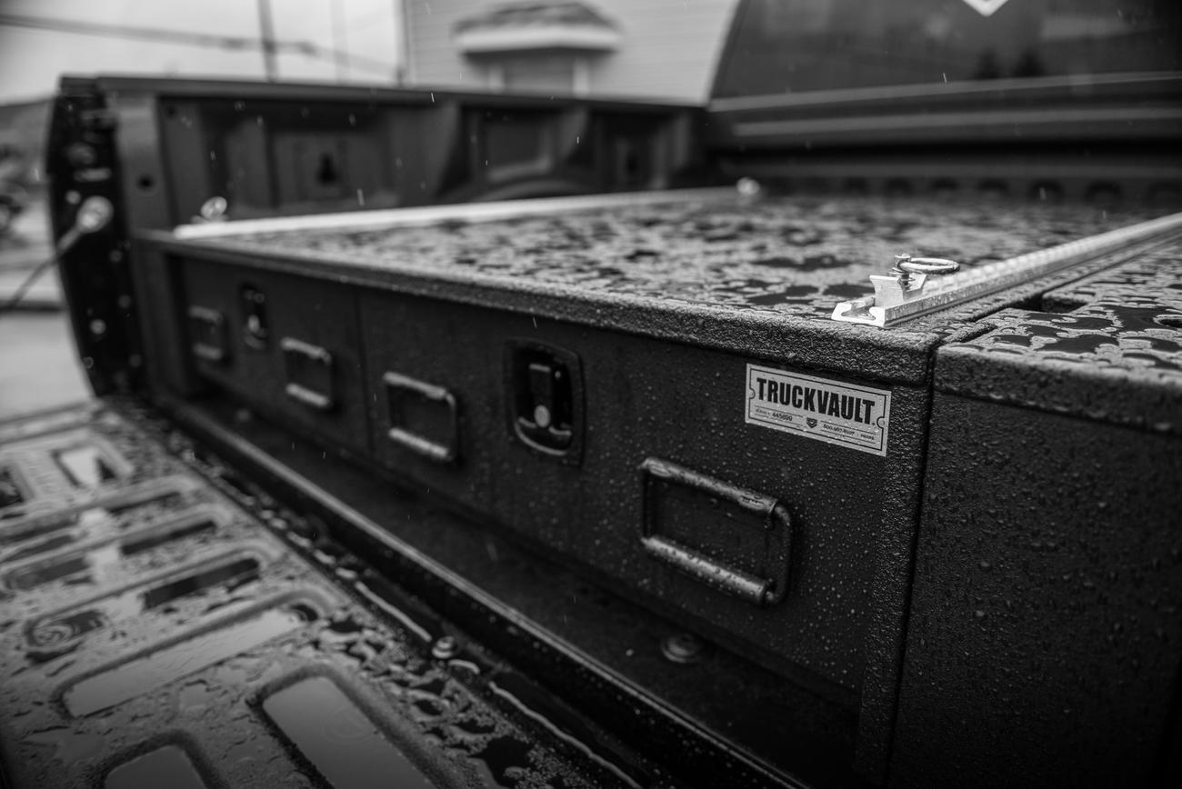 An All-Weather TruckVault in the rain.