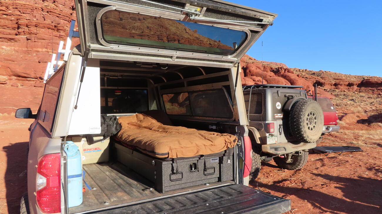 Truck bed camping in Utah