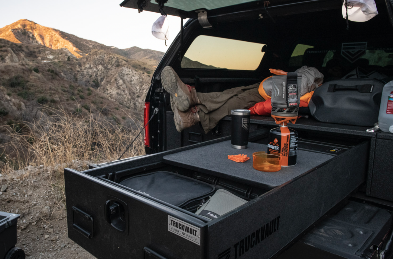 Truck bed camping in California