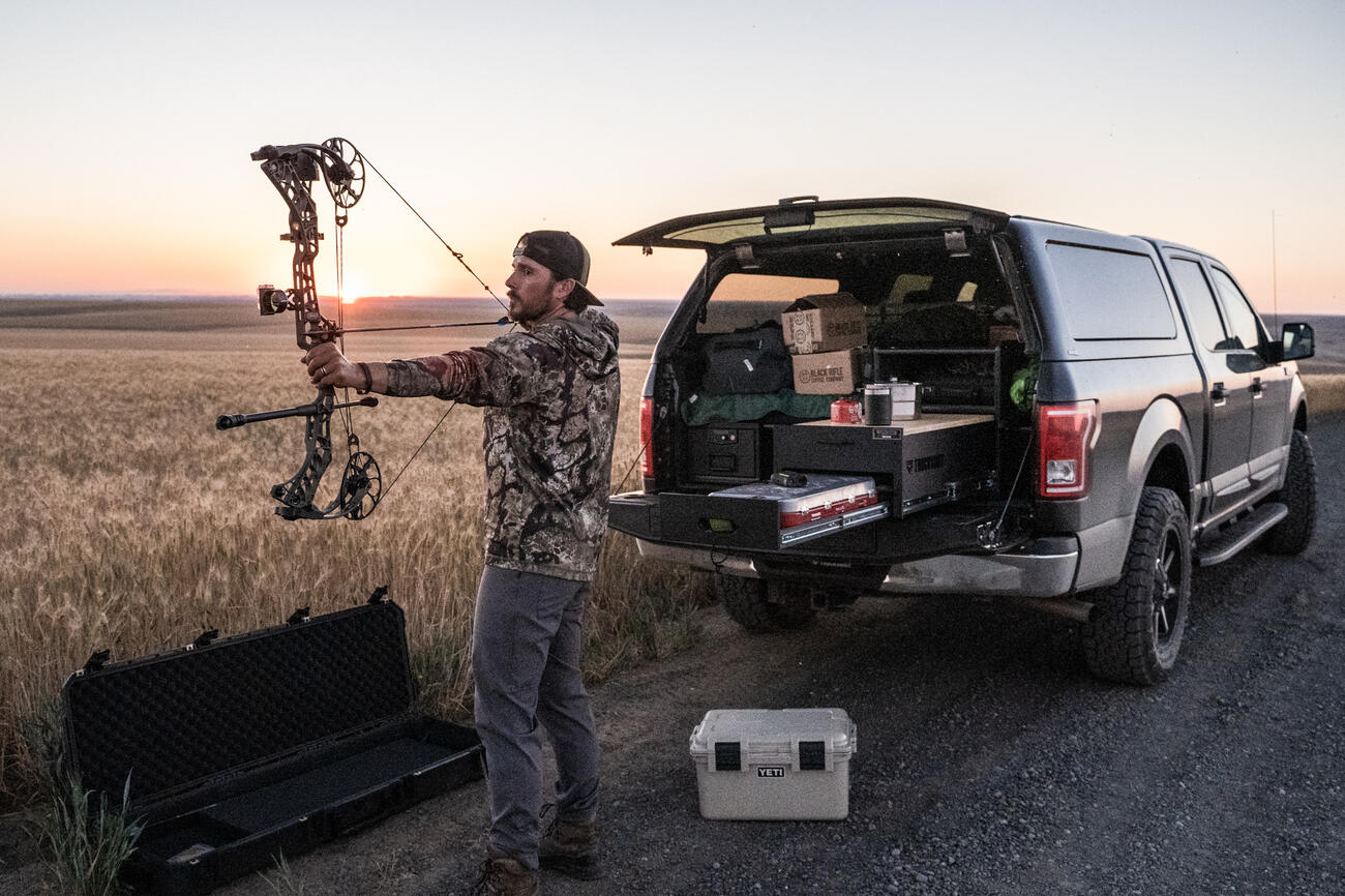 Bow hunting out of TruckVault Base Camp 5