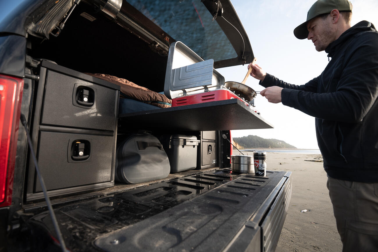 Cooking from back of TruckVault Base Camp 4